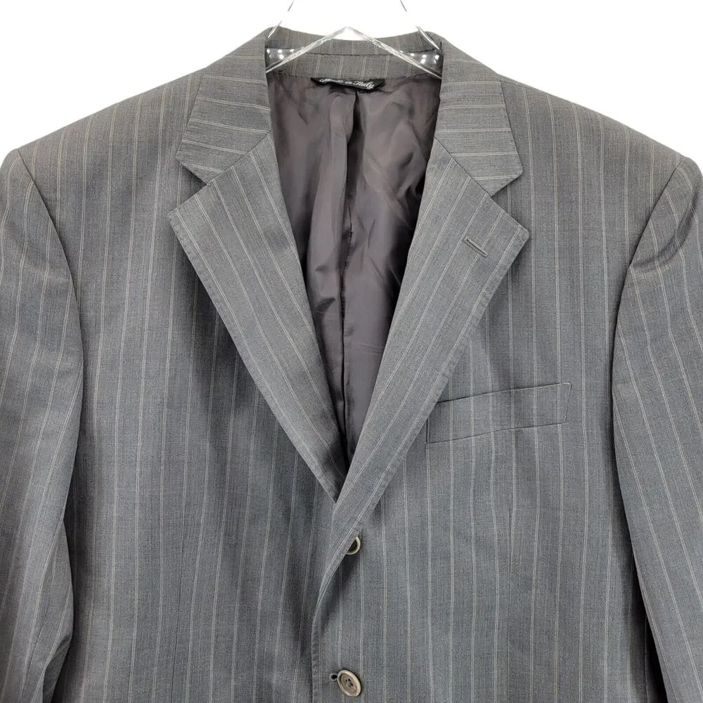 Ermenegildo Zegna Wool Suit‎ Jacket Size 44 RE Gray Pinstriped 